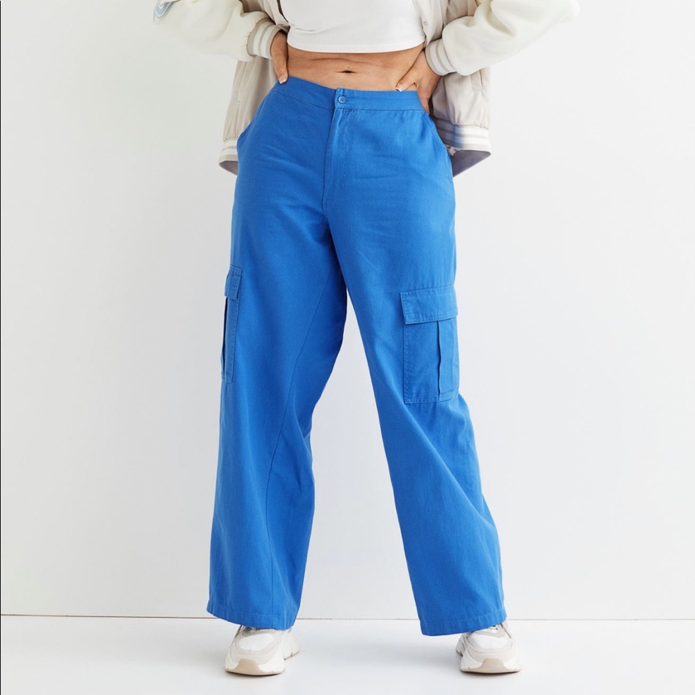 NWT H&M Blue Twill Utility Cargo Pants